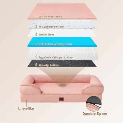 Orthopädisches Hundebett mit Memory Foam, Rosa L