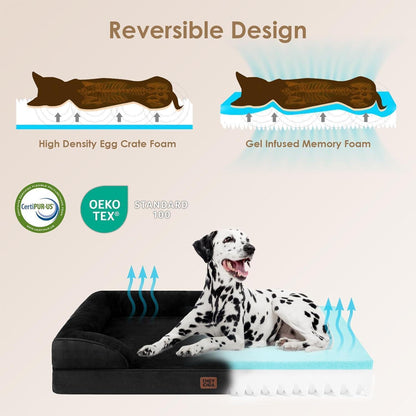 Orthopädisches Hundebett XXL mit Memory Foam, waschbar, wasserdicht