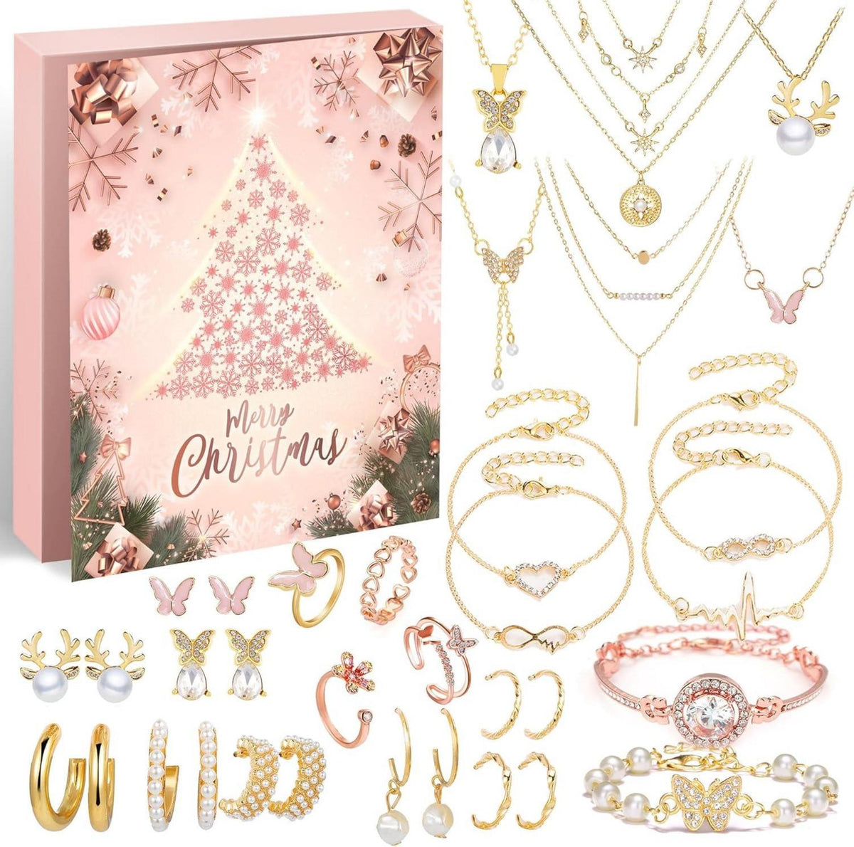 Adventskalender Schmuck 2024 Weihnachtskalender Frauen Mädchen 24