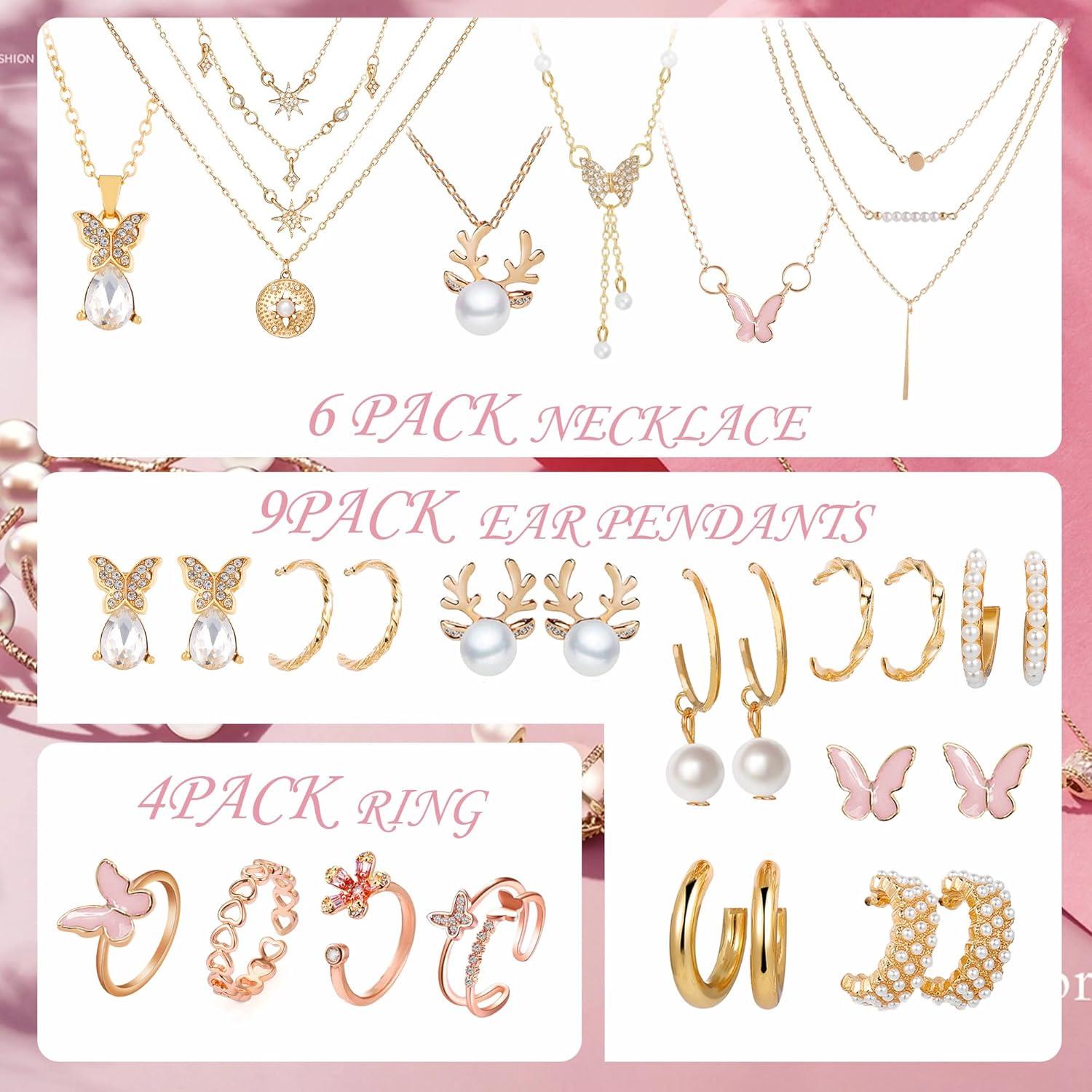 Luxuriöser Schmuck Adventskalender 2024 Mädchen Frauen, 24 Roségold