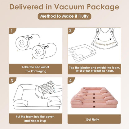 Orthopädisches Hundebett XL mit Memory Foam, Rosa