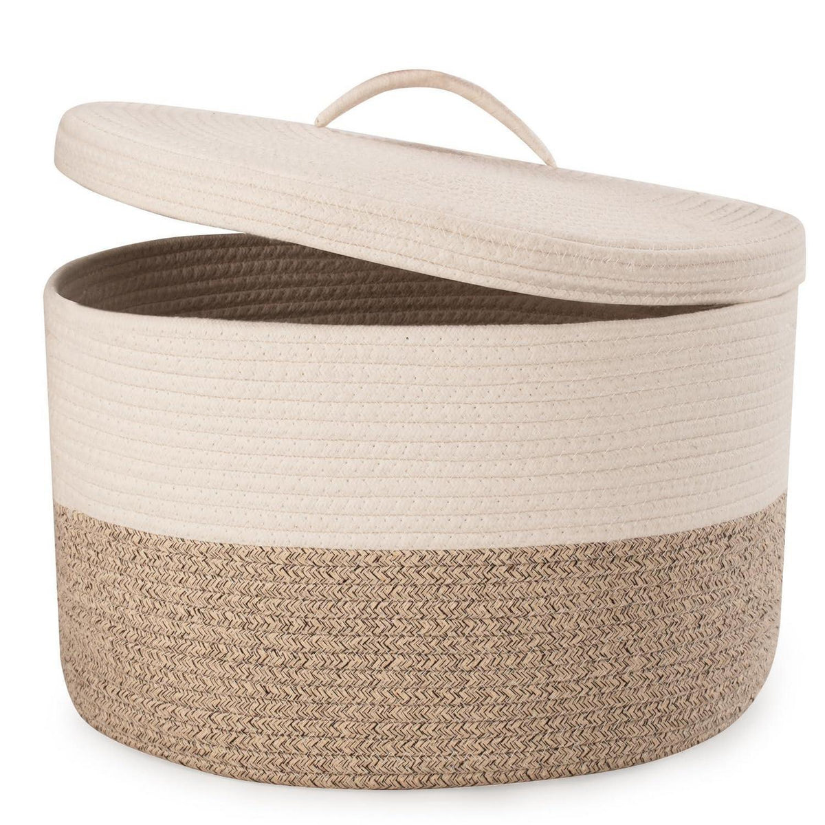 Gewebter Wäschekorb mit Deckel – Braun, 40x25cm