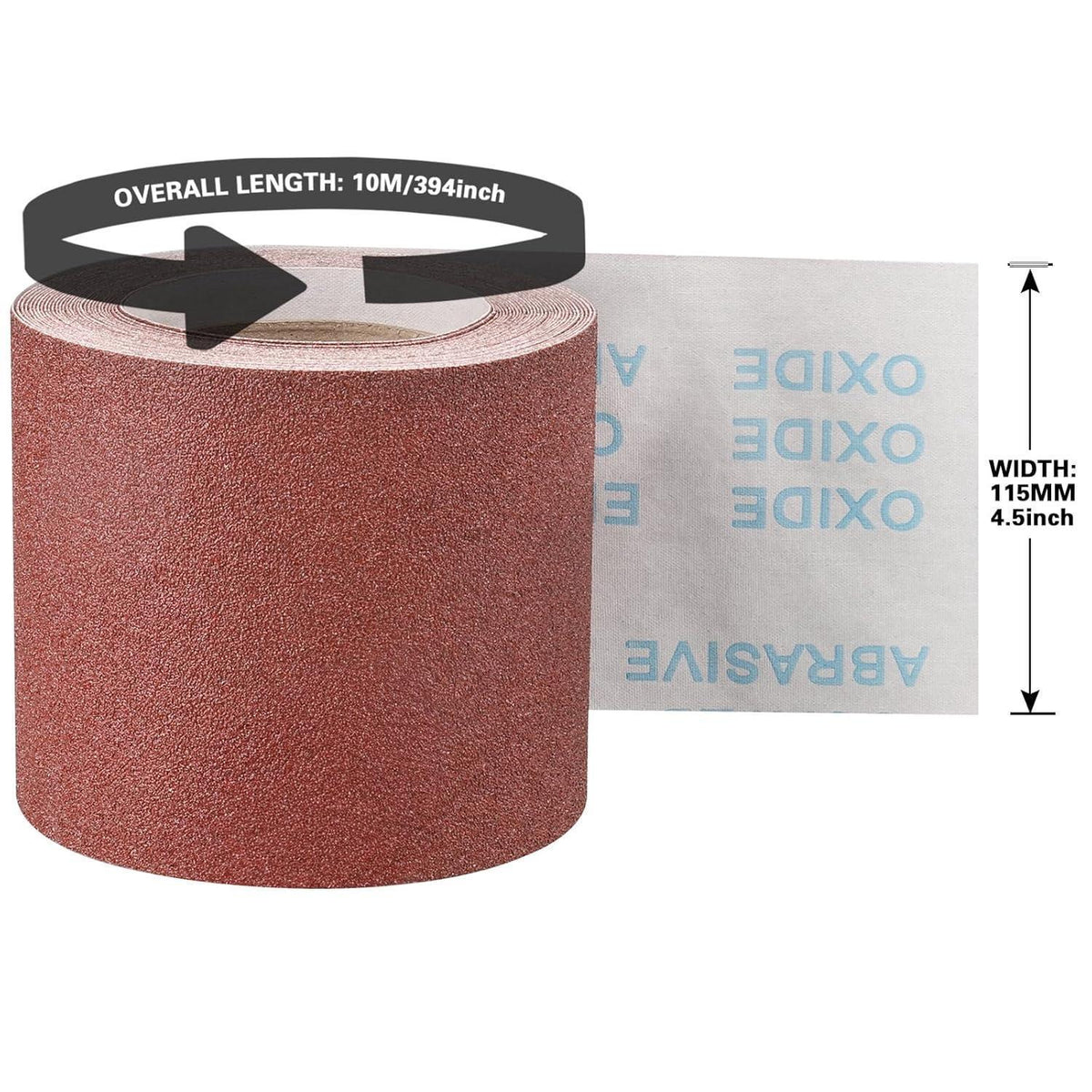 Schleifpapier Rolle 115mm x 10m Körnung 80 für Holz & Metall