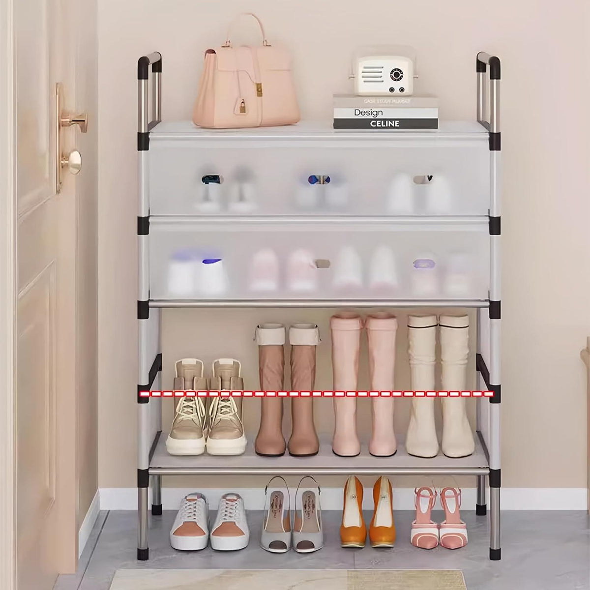 Sifxouped-Schuhregal 5-Tier Weiß Platzsparend & Geschlossen