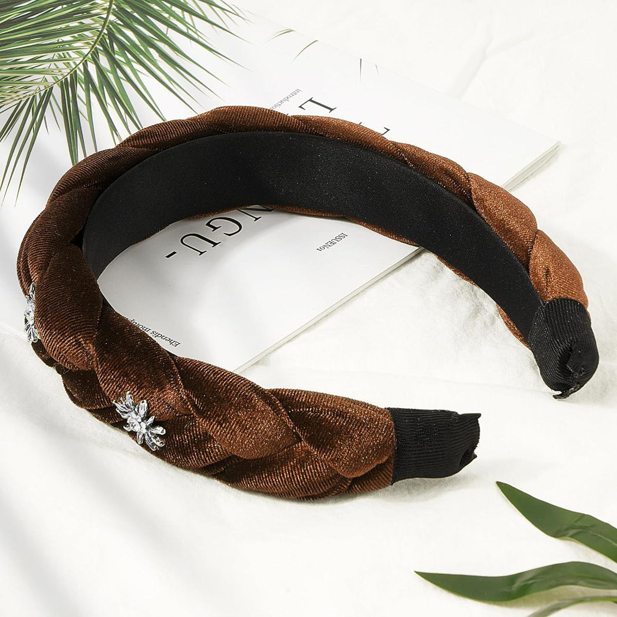 Trachten Haarreif Samt Edelweiss Geflochten Braun Vintage Headpiece