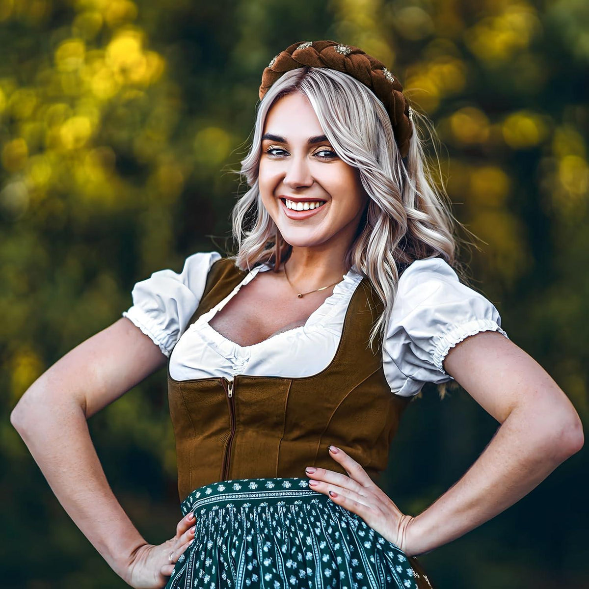 Trachten Haarreif Samt Edelweiß Dirndl Damen Mädchen Vintage Braun