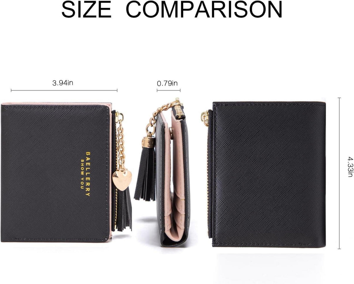 Damen Leder Geldbeutel mit Zipper und vielen Fächern, Mini