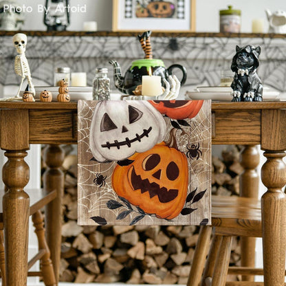 Artoid Halloween Tischläufer Kürbisse Spinnennetz 40x300 cm