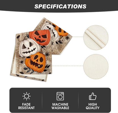 Halloween Tischläufer Kürbisse Spinnennetz Jack-o-Laterne 40x300 cm Braun