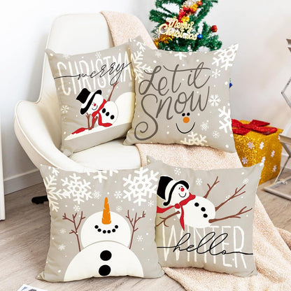 Weihnachtskissenbezug 4er Set 45x45 cm Christmas Deko Grau