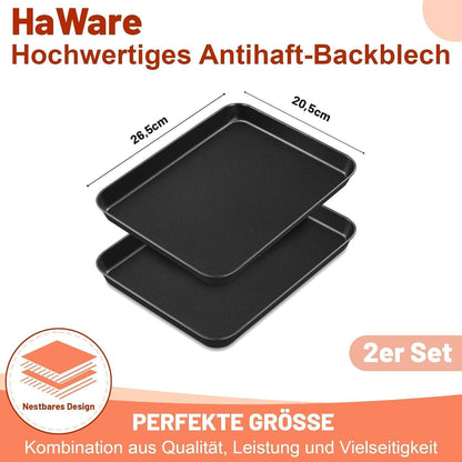 Antihaft Backblech Set | 2x 26,5x20,5cm & 1x 40,5x30,5cm