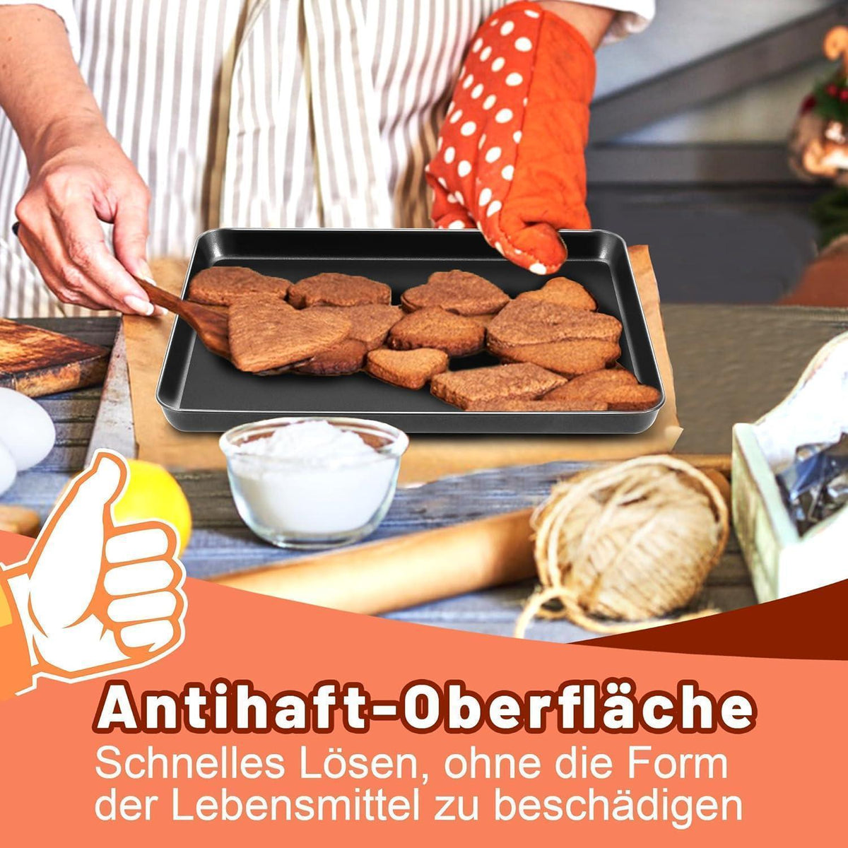 Antihaft Backblech Set | 2x 26,5x20,5cm & 1x 40,5x30,5cm