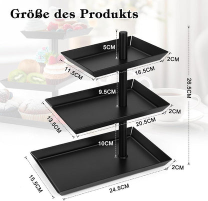 Schwarze 3-stufige Drehbare Etagere für Desserts und