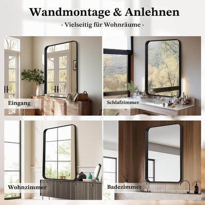 Moderner Wandspiegel 50x75 cm – Schwarzer Badezimmer Spiegel