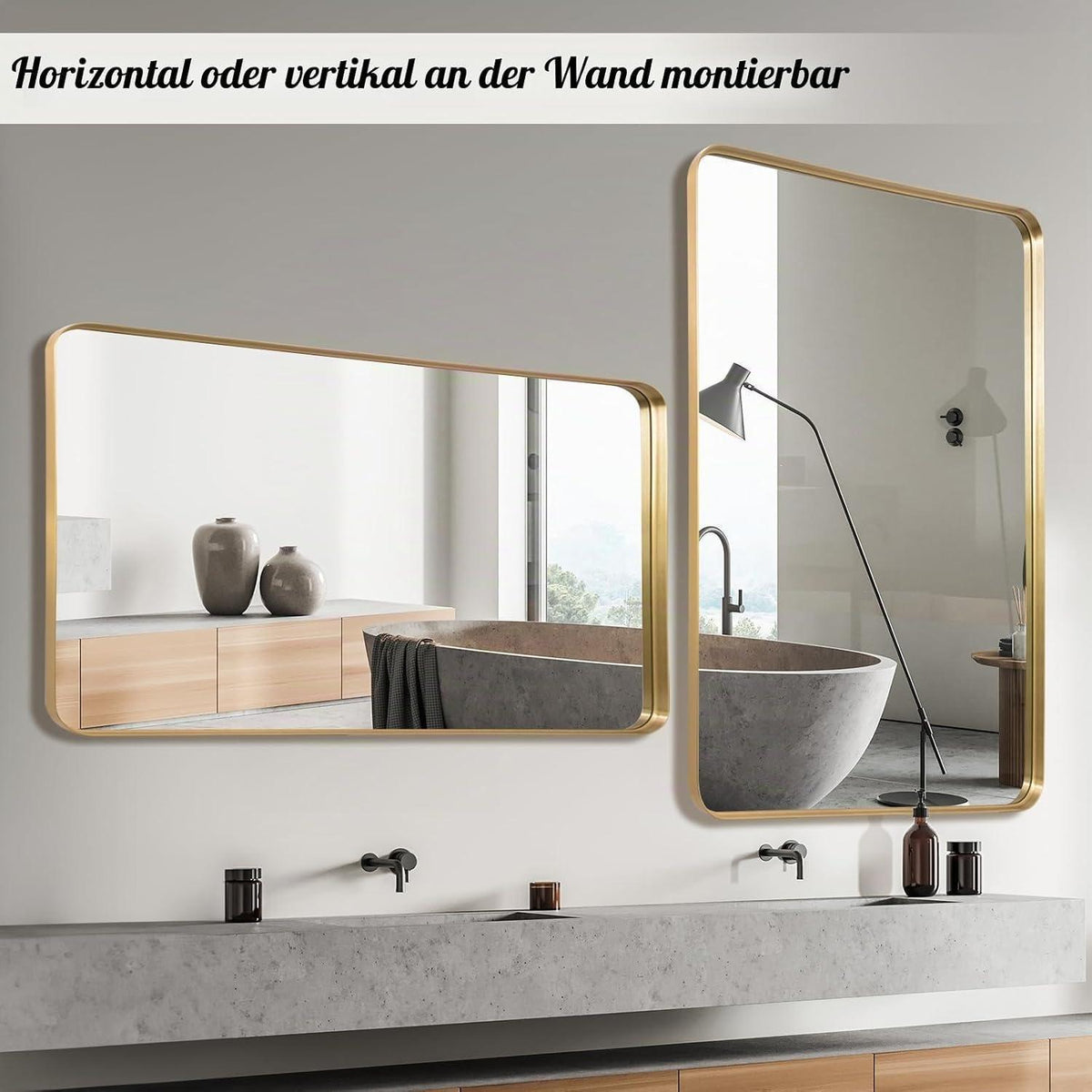 Goldener Wandspiegel 75x100 cm – Modernes Design für Wohn & Bad