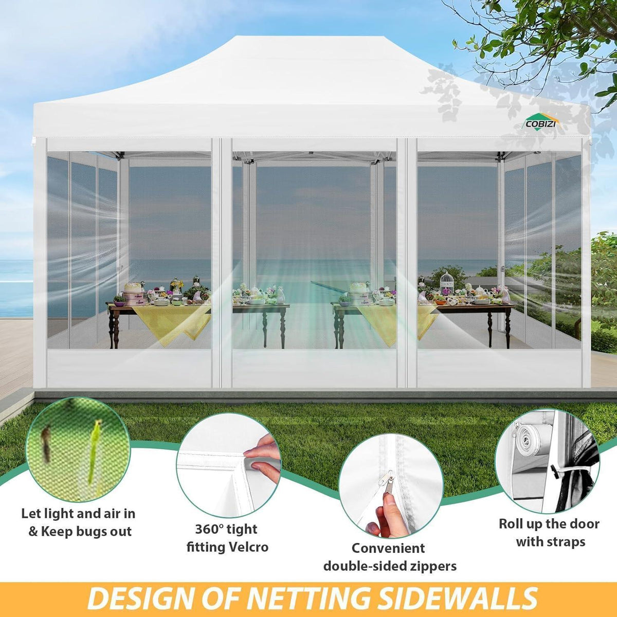 Faltpavillon 3x4.5m – Wasserdicht, UV-Schutz & Mesh-Seitenwände