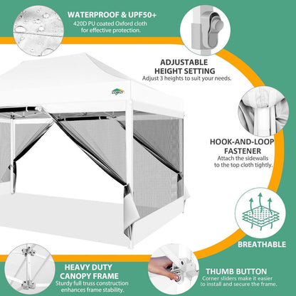 Faltpavillon 3x4.5m – Wasserdicht, UV-Schutz & Mesh-Seitenwände