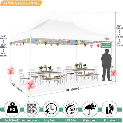Faltpavillon 3x4.5m – Wasserdicht, UV-Schutz & Mesh-Seitenwände