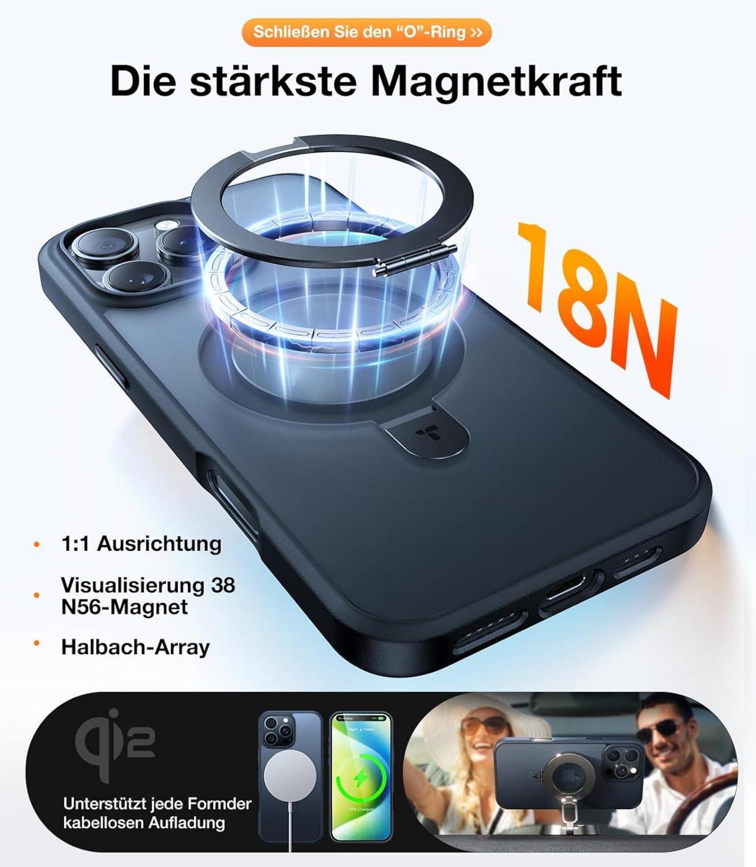 Hülle für iPhone 16 Pro Max MagSafe Magnetkraft Ständer Militärischer