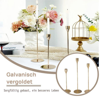Kerzenständer Gold 3er Set für Stabkerzen