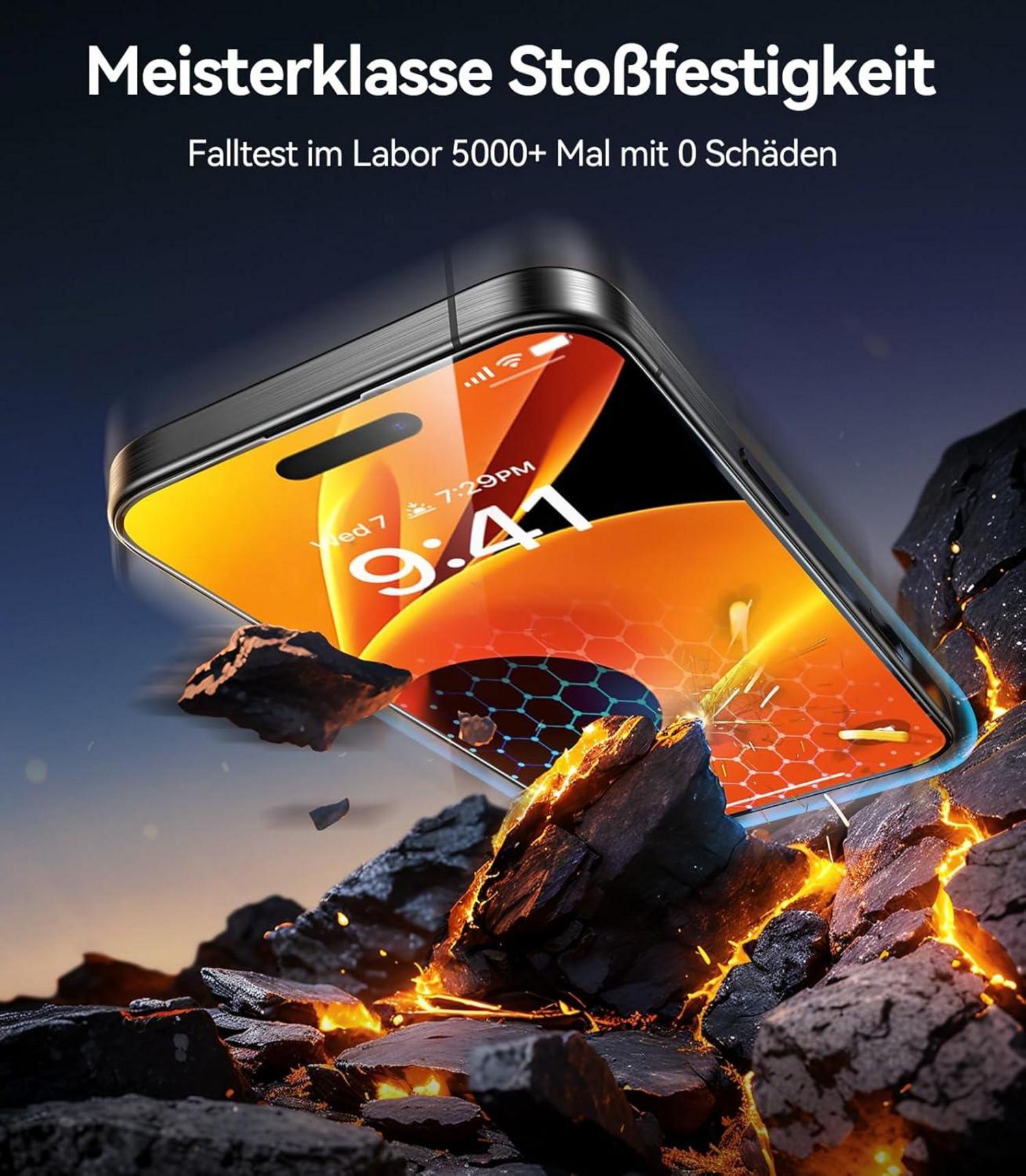 Panzerglas Schutzfolie für iPhone 16 Pro Max 9H+ 2 Stück