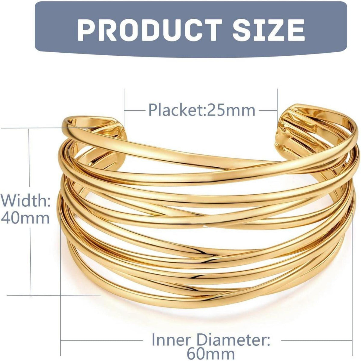 Breiter Gold Armreif Damen Verstellbar Offen Manschette Armband