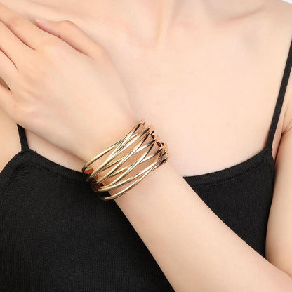 Breiter Gold Armreif Damen Verstellbar Offen Manschette Armband