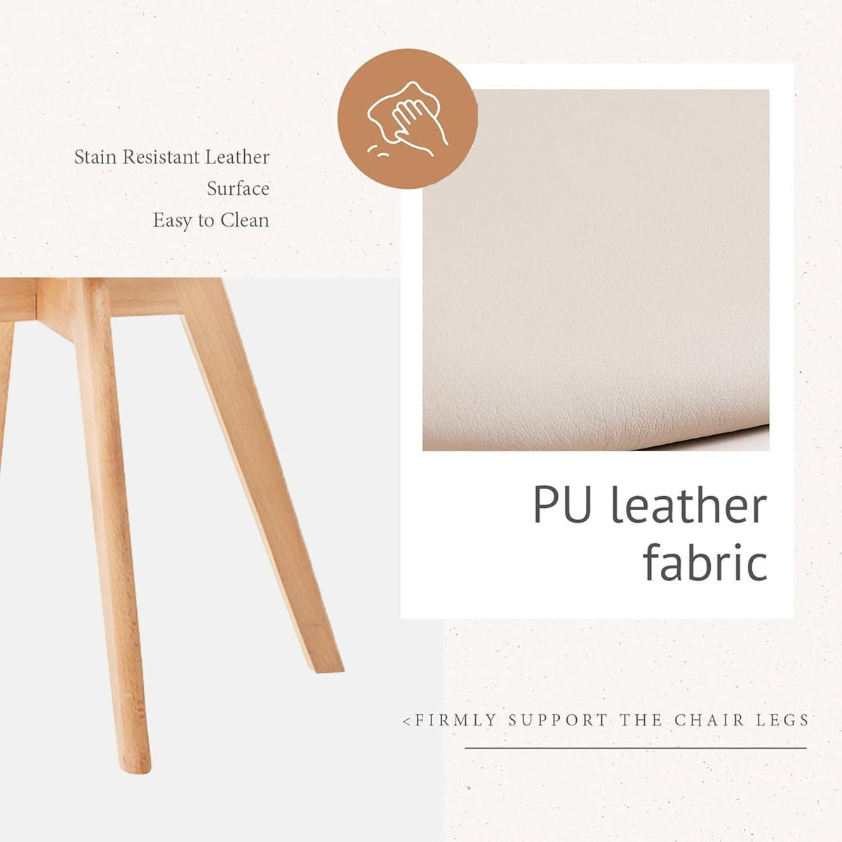 6er Set Esszimmerstühle Modern, Khaki, Buchenbeine