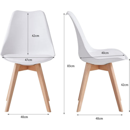 6er-Set Esszimmerstühle Nordic Weiß – Massivholz Buche