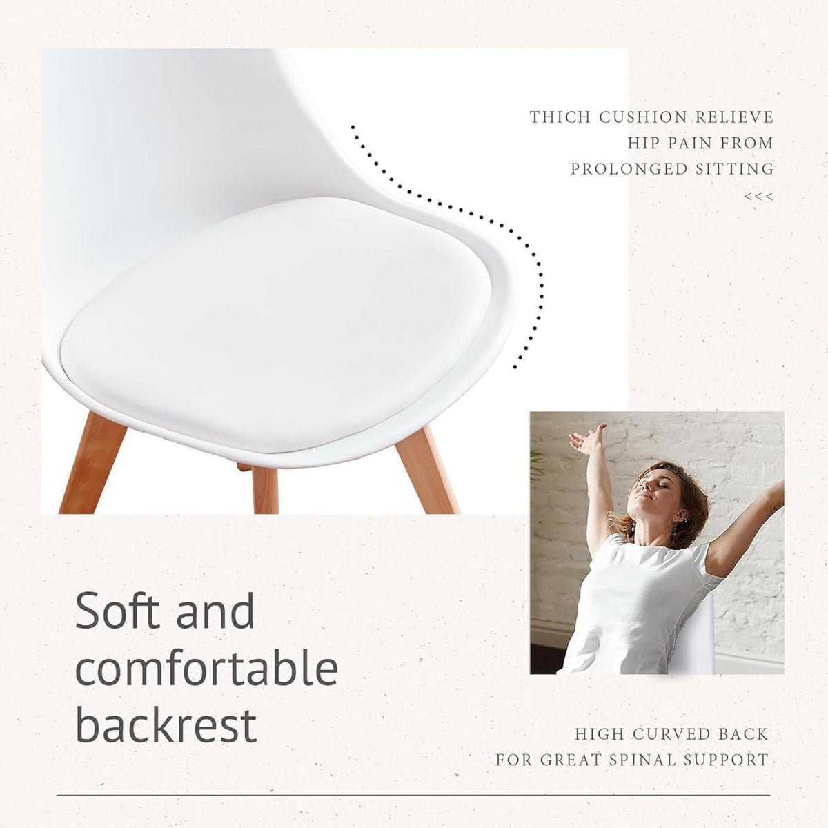 6er-Set Esszimmerstühle Nordic Weiß – Massivholz Buche
