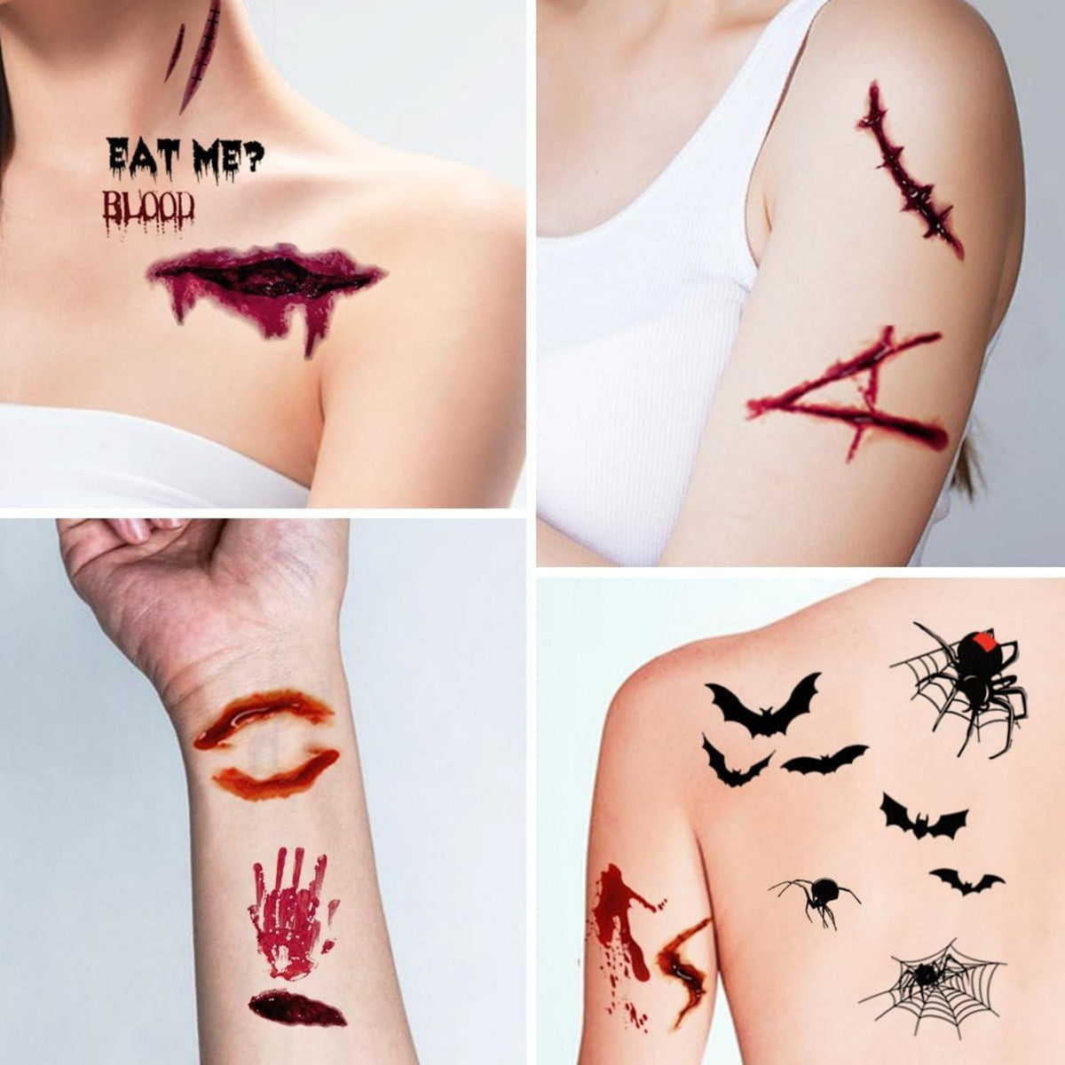 Halloween Tattoos Gesicht 10 Blatt für Erwachsene & Kinder