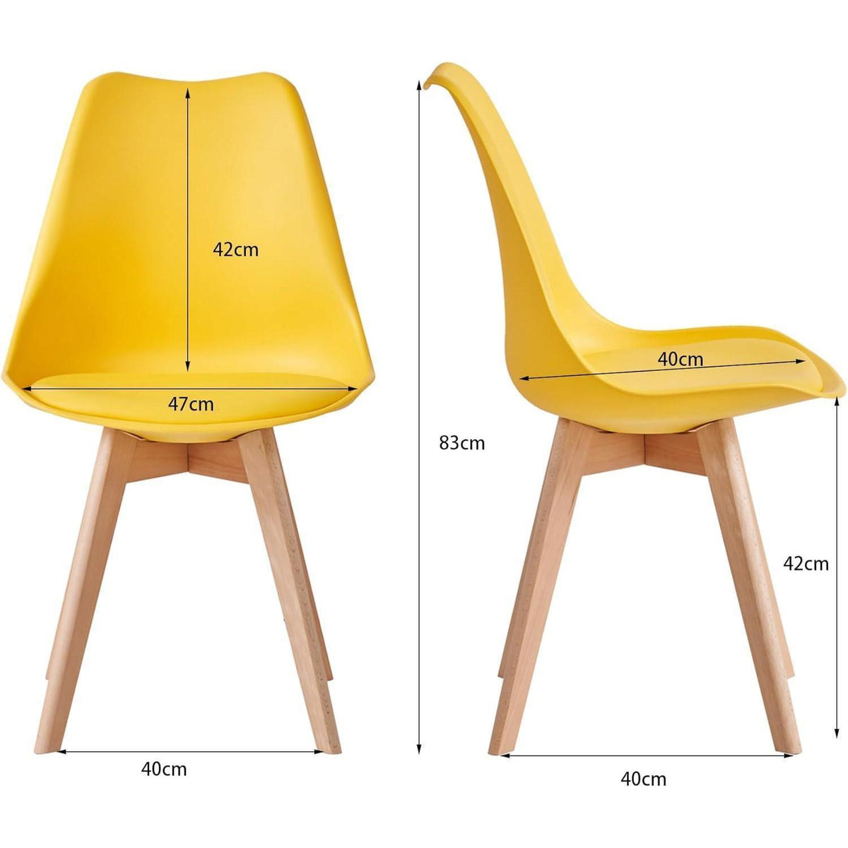 6er Set Esszimmerstühle Modern Gelb mit Buchenbeinen