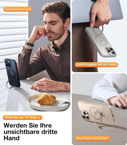 TORRAS Ostand MagSafe iPhone 16 Pro Max Hülle Militärschutz Grau