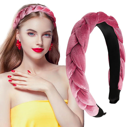 Samt Haarreif Dirndl Haarband Vintage Geflochten Rosa