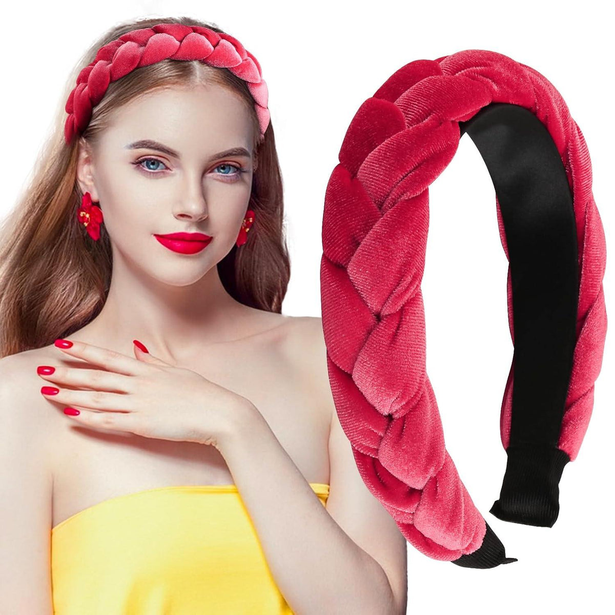 Samt Haarreif Dirndl Geflochten Stirnband Vintage Haarband Rot