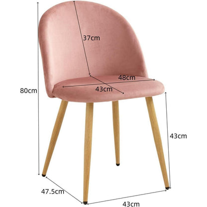 2 Esszimmerstühle Samt, Rosa mit verstellbaren Schutzpolstern