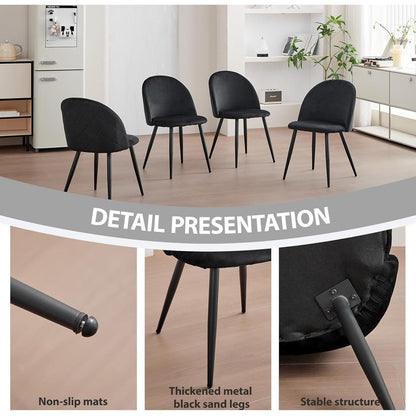 2er-Set Samt Esszimmerstühle mit Metallbeinen Schwarz