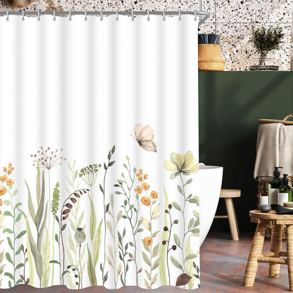 Duschvorhang 150x200cm Schmetterling Blumen Wasserdicht Polyester Badevorhang