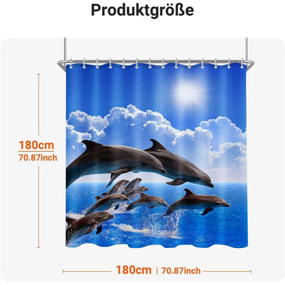 Duschvorhang Delphin 180x180 cm Wasserabweisend Antischimmel