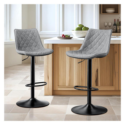 Verstellbarer Barhocker Set Grau – Bequemer Tresenstuhl mit Lehne