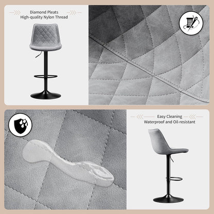 Verstellbarer Barhocker Set Grau – Bequemer Tresenstuhl mit Lehne