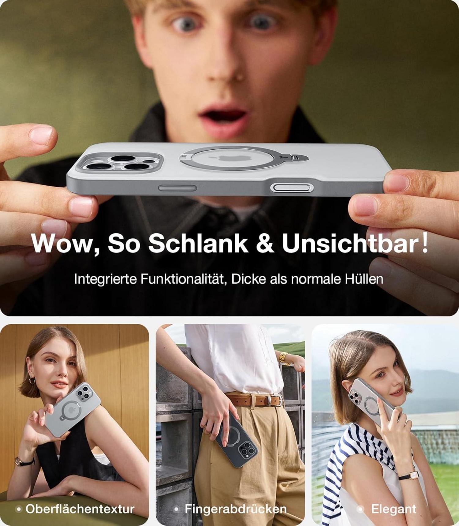 360° Ostand Spin MagSafe Hülle iPhone 16 Pro Max Militärschutz Matt