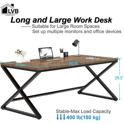 Großer moderner Schreibtisch 180cm Eiche & Schwarz für Home Office