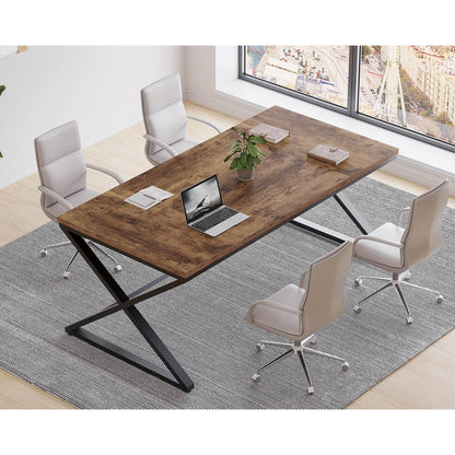 Großer moderner Schreibtisch 180cm Eiche & Schwarz für Home Office