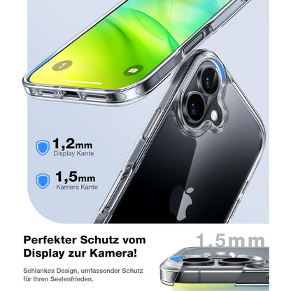 iPhone 16 Plus Hülle Stoßfest Transparent mit DIY-Tasten