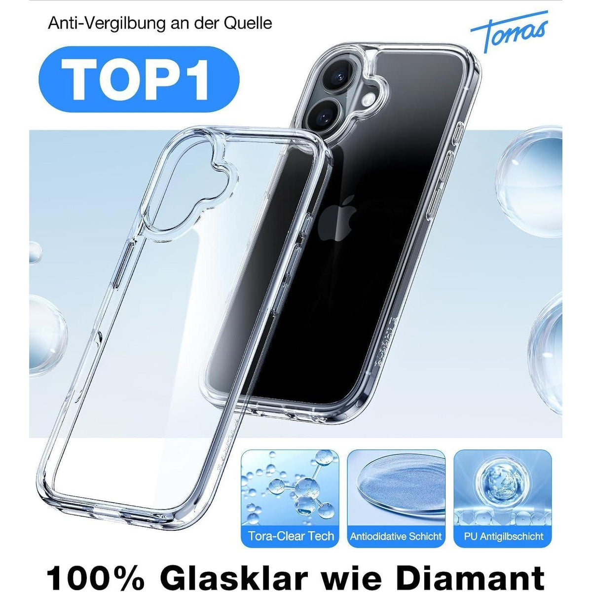 iPhone 16 Plus Hülle Stoßfest Transparent mit DIY-Tasten