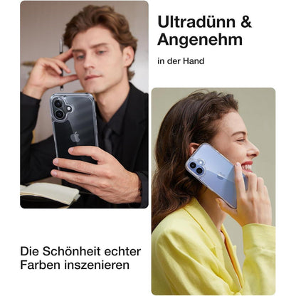 iPhone 16 Plus Hülle Stoßfest Transparent mit DIY-Tasten