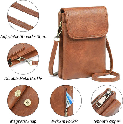 Handtasche Damen RFID Blocking Leder Crossbody Bag Retro-braun