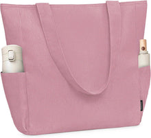 Große Cordury Umhängetasche mit Reißverschluss und Taschen - Rosa