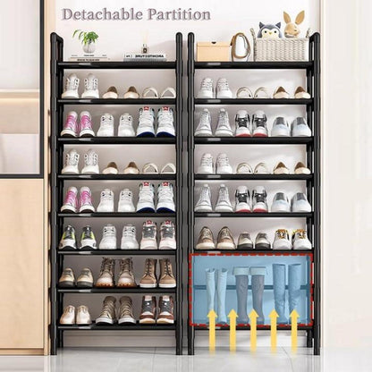 Schuhregal Schwarz 8 Tier Shoe Organizer Metall 80x26x142cm
